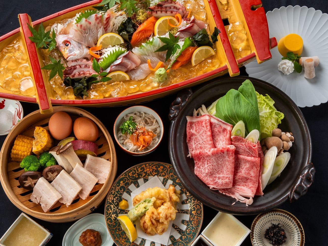 เพลิดเพลินกับปลาท้องถิ่นรวมมิตรจัดเต็มบนเรือ × หม้อไฟเนื้อวากิวโออิตะ
