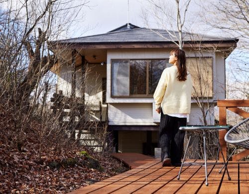 森林浴満喫の離れの専用テラス