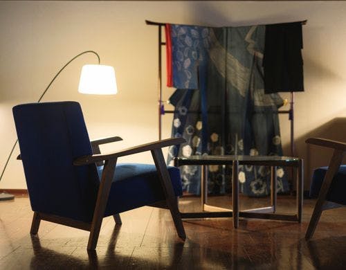 盆踊衣装を特別展示したメゾネットルーム