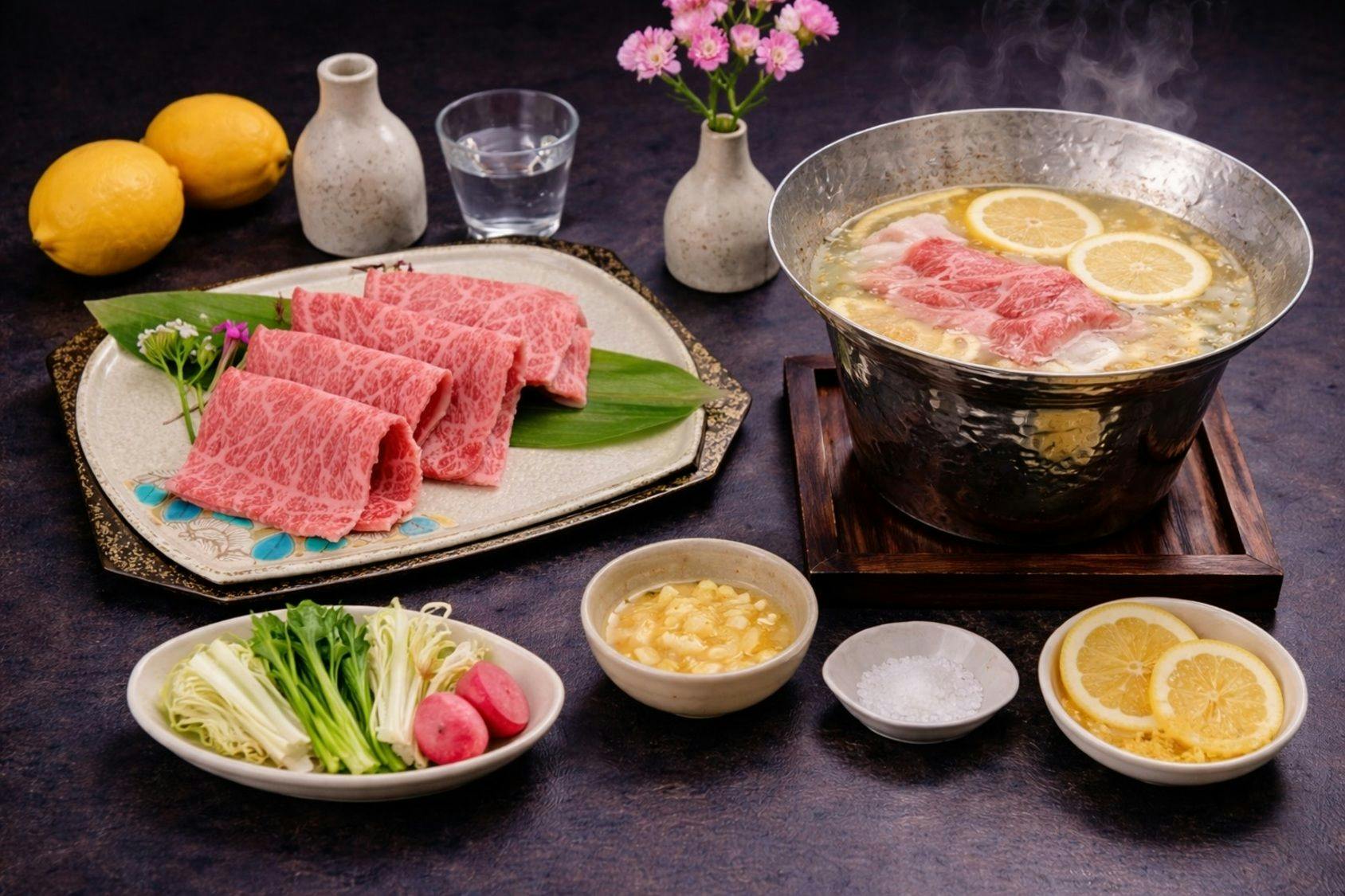 ชาบูเนื้อวัวชินชูพรีเมียมพร้อมเลมอนหมัก