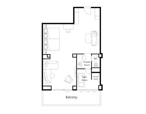 デラックスバルコニースイート間取図