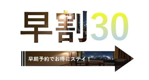 早割30/30日前予約でお得!14時IN・11時OUTでゆったり素泊まりプラン