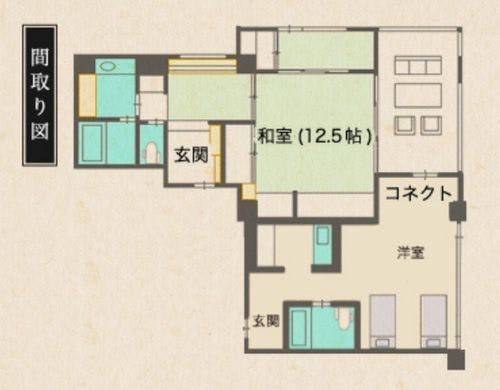 4名様利用でもゆったりとした間取り（752）