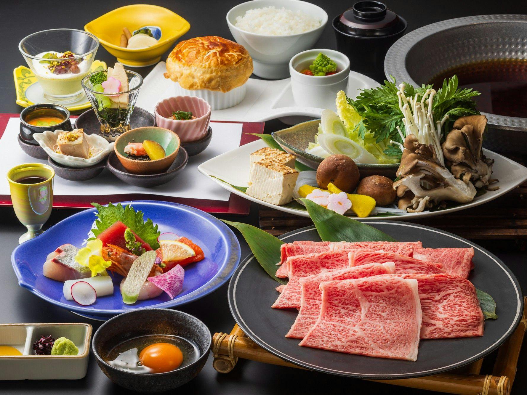 「甲州牛すき焼き鍋×濃厚もみじたまご」を贅沢に味わう季節の特選和会席・ダイニング夢寿美でご夕食プラン