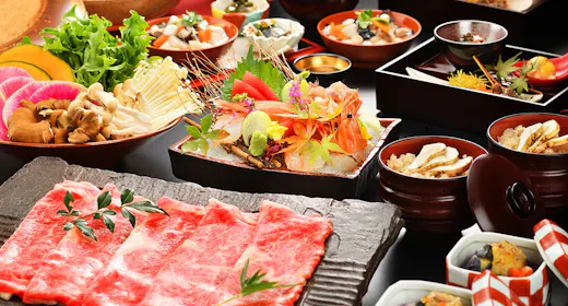今昔亭特選牛和食膳 -竹-売れ筋人気No1 !料理長特選牛の「しゃぶしゃぶ」と「海鮮蒸し」を堪能
