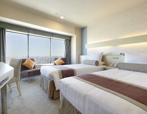 スカイビューツインルーム(21.4平米)ベッド