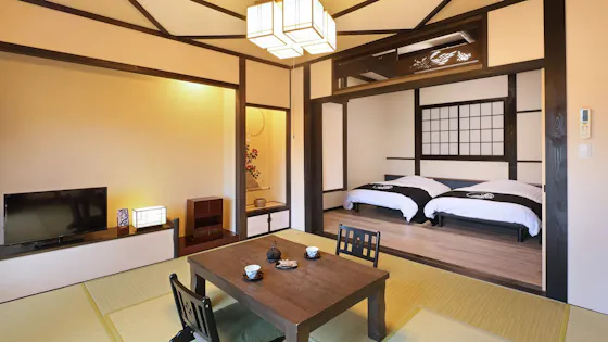 노천탕이 있는 일본식 및 서양식 객실, 다다미 약 11장 + 서양식 약 10장.