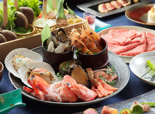 しゃぶしゃぶ「和牛・鴨肉・海鮮」コース
