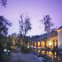 โรงแรมลานกลาง|ลานกลางที่เต็มไปด้วยสีเขียวและสระน้ำ