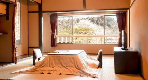 豆桜の本間の冬景色