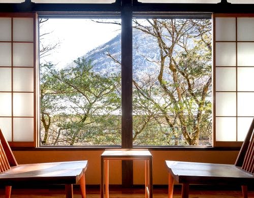 空蝉の広縁からご覧いただける冬景色