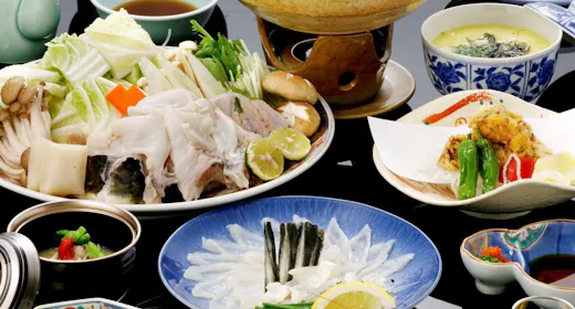 【本ふく会席<雪景色>】本場、山口で食すふくコース。こだわりのふく刺し、ちり、唐揚げ、特選グルメ