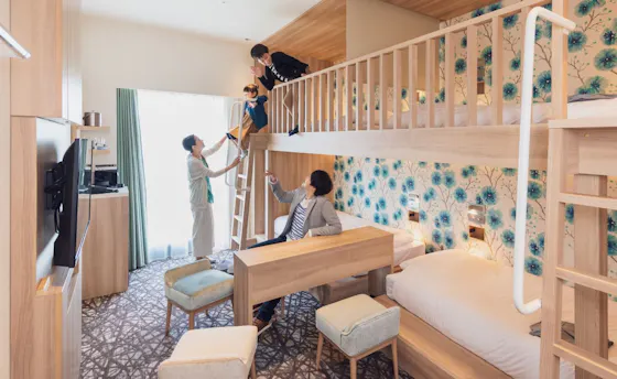 2段ベッドのお部屋は全室エアウィーヴ完備