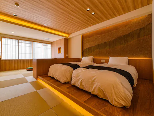 Kamar Gaya Jepang Modern, 2 Tempat Tidur Single
