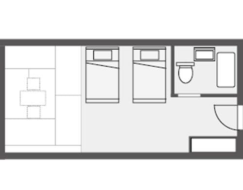 クラシックツイン和洋室ユニットバス36平米