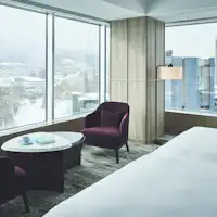 วิวทิวทัศน์ฤดูหนาวของสวนสาธารณะนากาจิมะที่มองเห็นได้จากห้องพัก