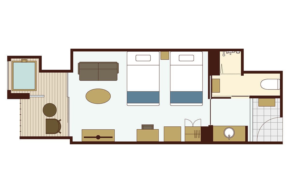 Twin (Bath) "East" ※Denah Kamar