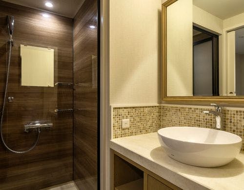 ユニットシャワー完備のコンパクトな内装。