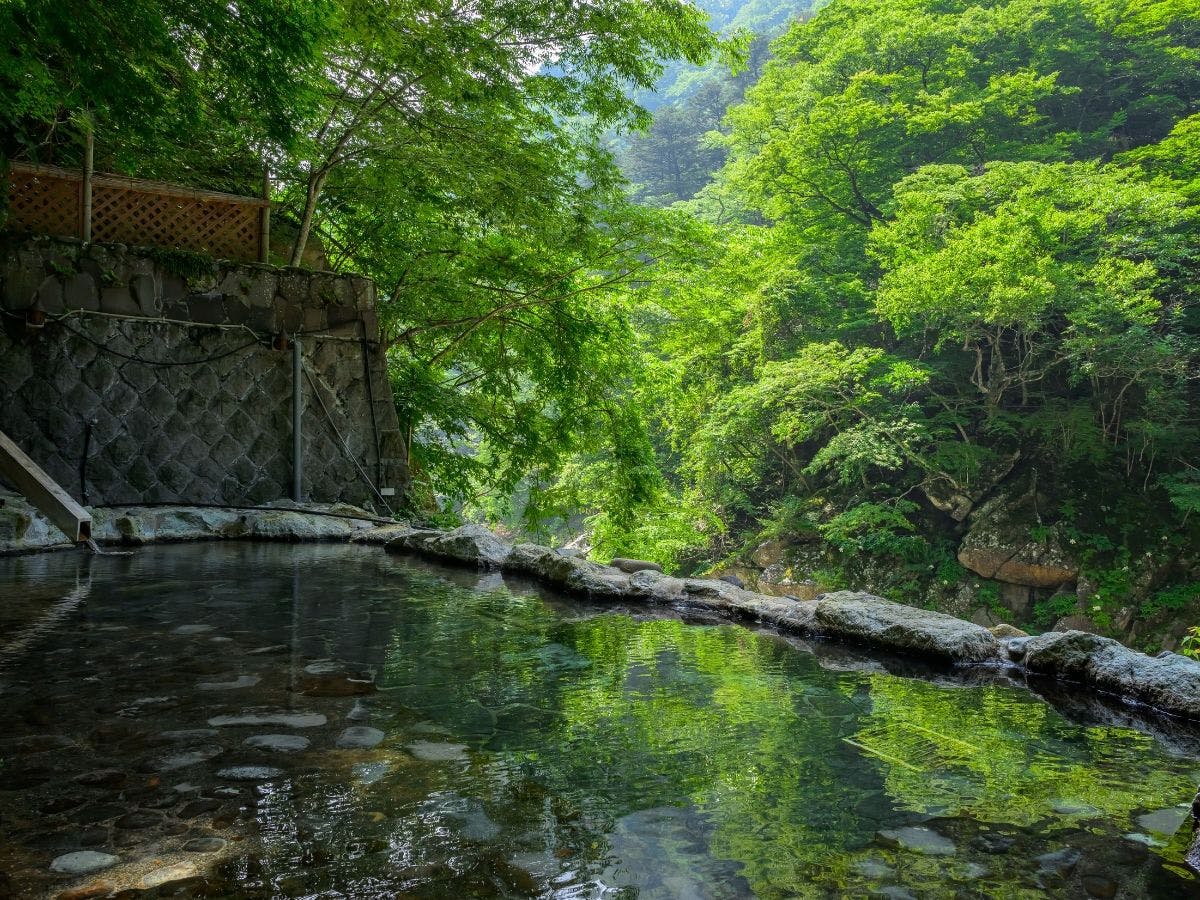自然と一体になれる源泉かけ流しの野天風呂