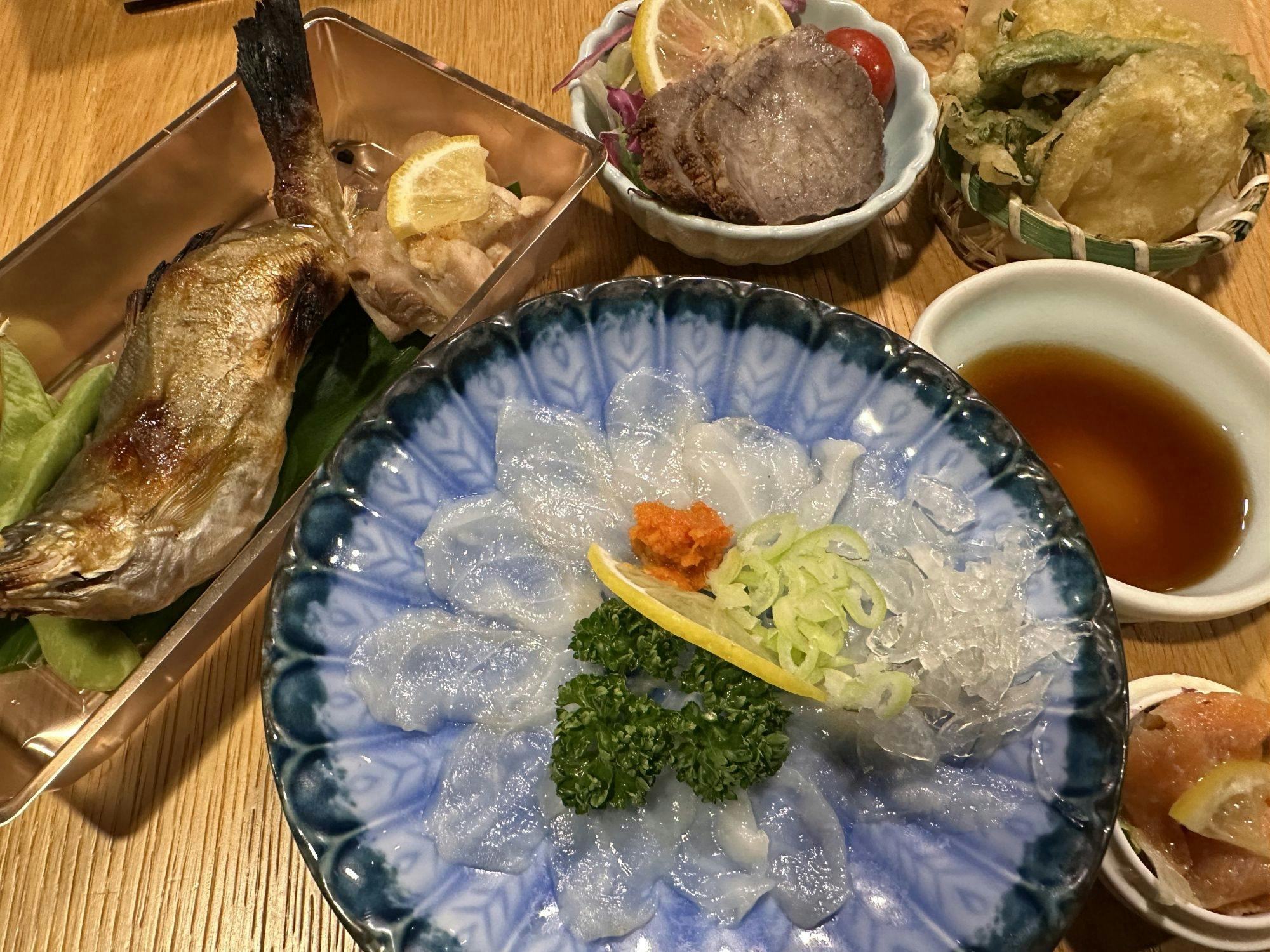 【2食付】トラフグ・清流那珂川でとれる鮎の塩焼き・季節の食材を使った和食セットをお部屋食にて