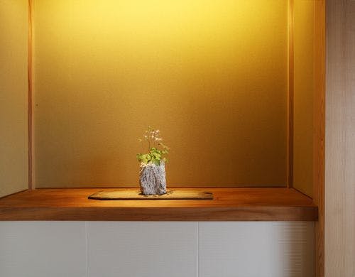 季節の植物が彩る飾り棚