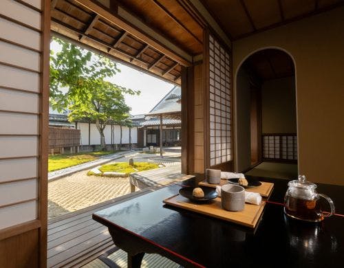 茶室でウェルカムスイーツ