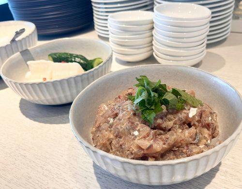 朝食ビュッフェ一例：アジのなめろう
