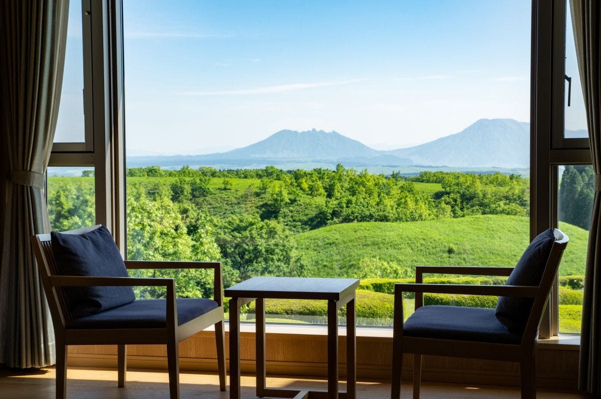 วิวจากห้องพักพรีเมียมแบบญี่ปุ่น-ตะวันตกในอาคารใหม่ [ฝั่งอาโสะ]