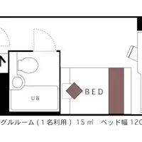 ห้องเดี่ยว ขนาด 15 ตารางเมตร แผนผังห้อง