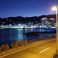 An example of the night view from a first-floor guest room