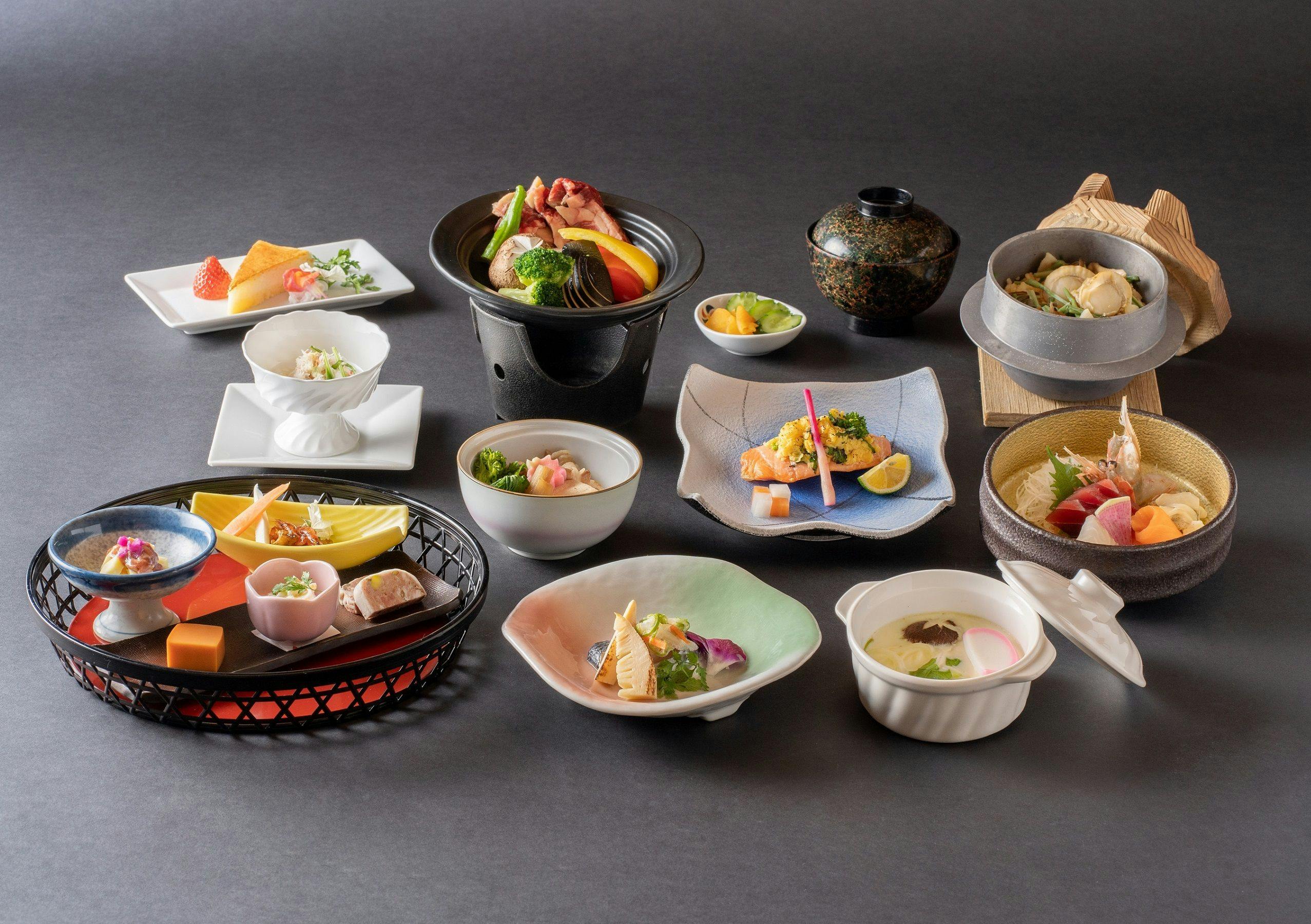 일본 가이세키 저녁 식사의 예