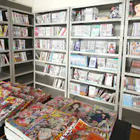 Manga book corner set up in the 11th-floor lounge.