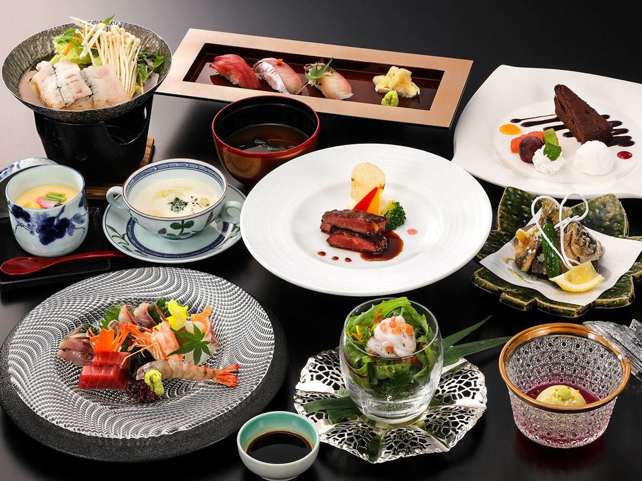 Nikmati hidangan premium Jepun dan Barat.