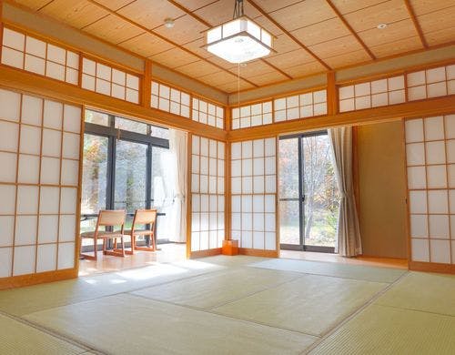 客室【あさぎり】。8帖＋広々縁側付。