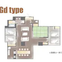 อนุญาตให้นำสัตว์เลี้ยงเข้าพักได้・แผนผังห้องพักแบบแกรนด์รูม *ตัวอย่าง