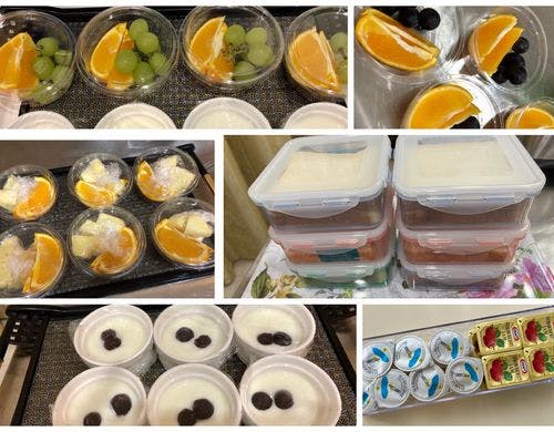 軽朝食　食パン・フルーツ・ヨーグルト