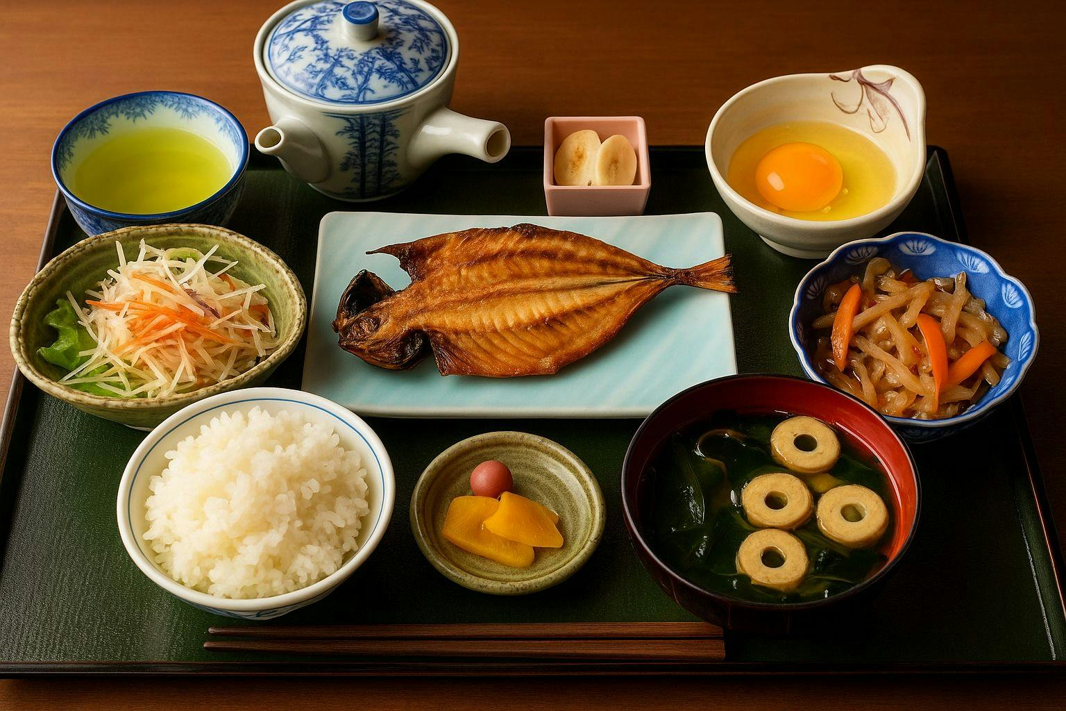 อาหารเช้าที่อาตามิเป็นที่นิยมสำหรับปลาตากแห้ง