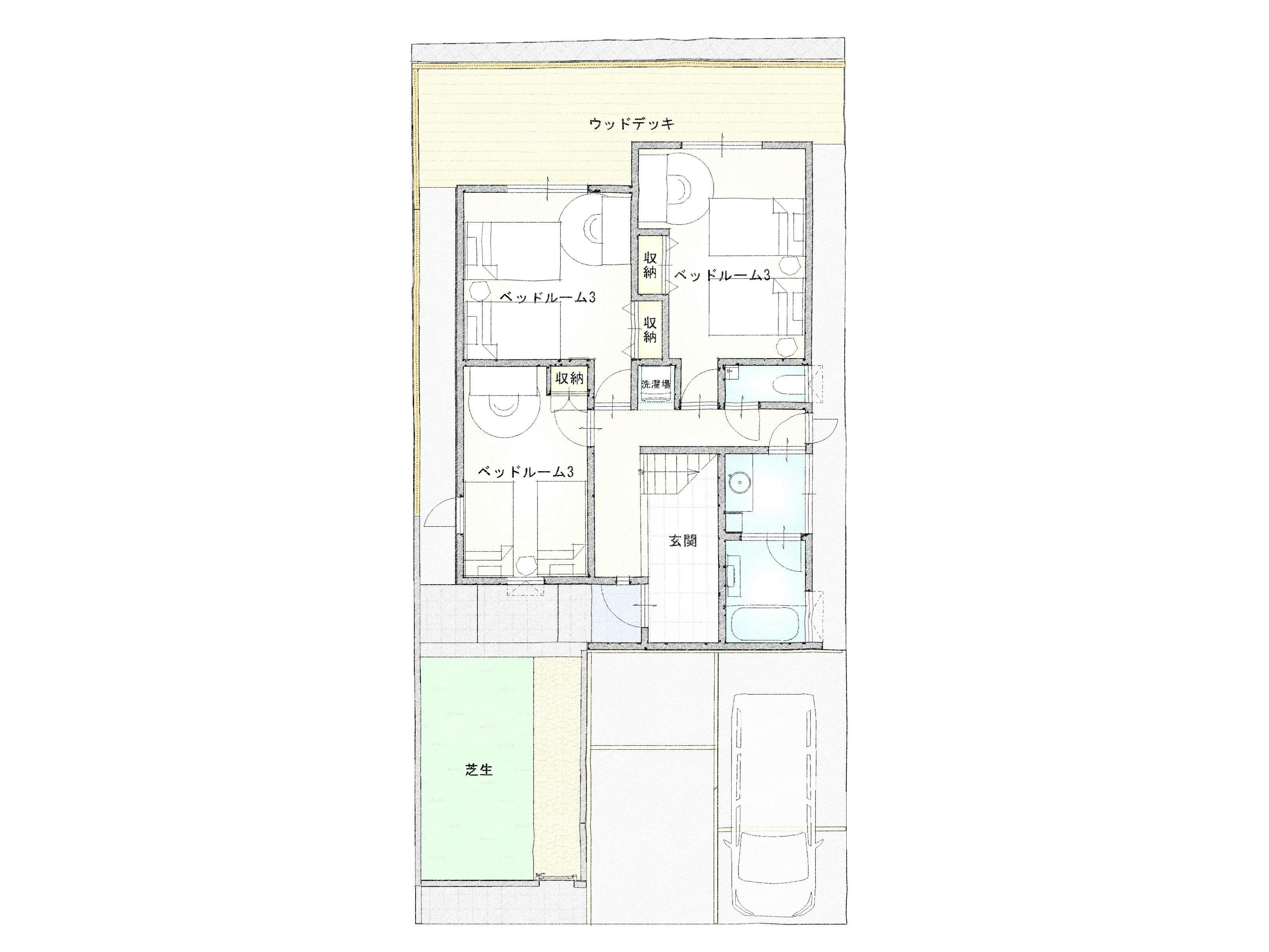 Eksterior, denah lantai 1