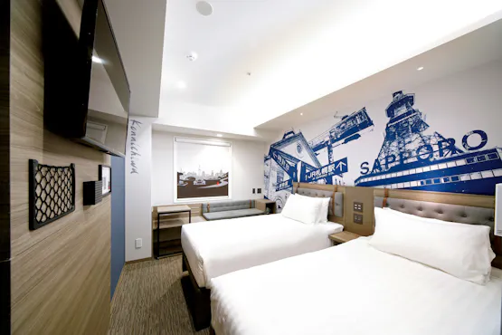 ห้องพักขนาด 17 ตารางเมตร ห้ามสูบบุหรี่ พร้อมเตียงเดี่ยว 2 เตียง