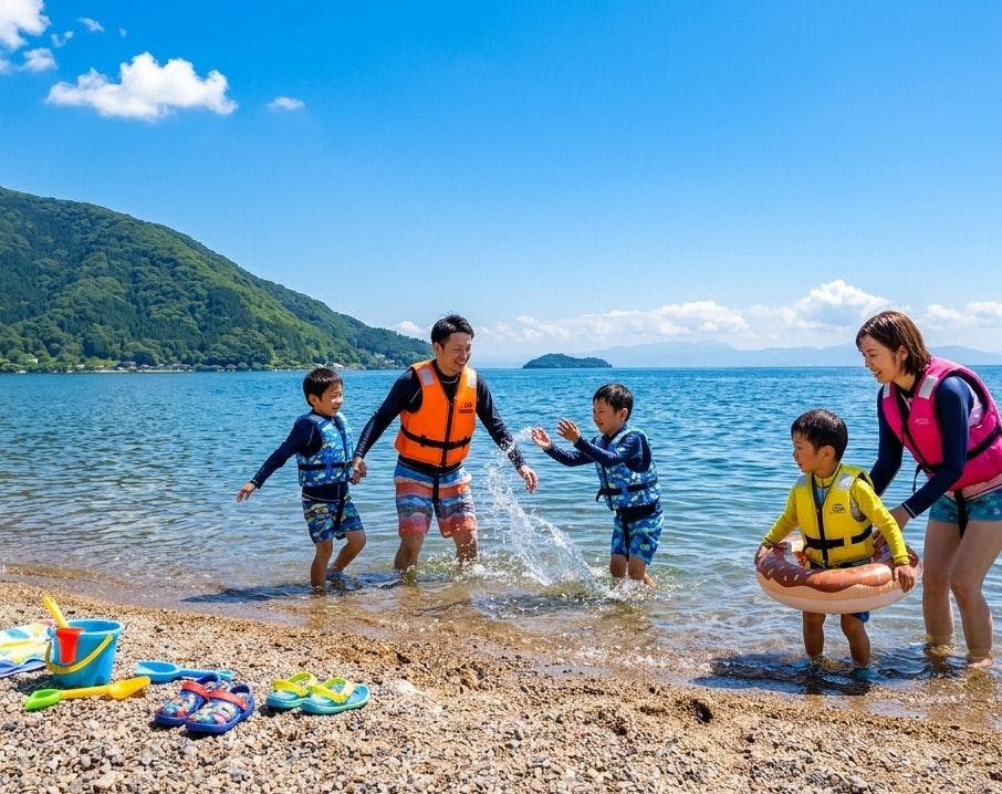 수영할 수 있는 비와코·마키노 서니 비치!
