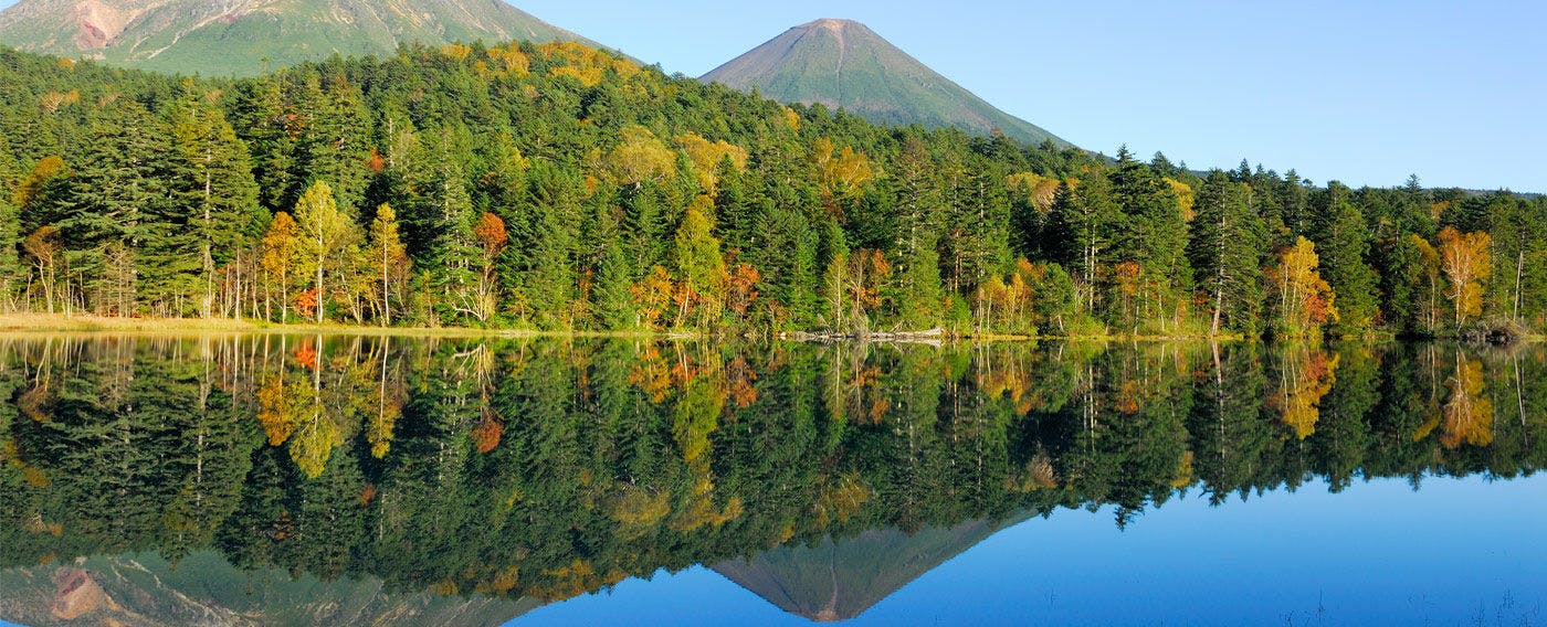 Mt. Meakan and Mt. Akan Fuji from Onneto / Autumn