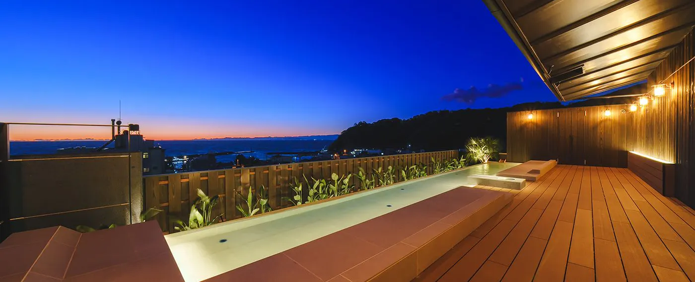 展望露天風呂夕景