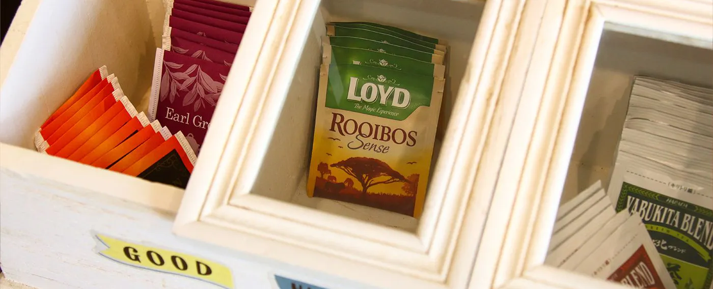 ห้องรับประทานอาหารมีถุงชาและกาแฟไว้บริการ