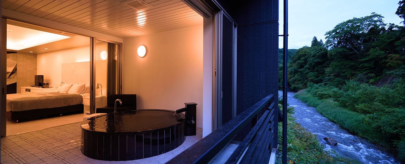 204号室【完全源泉露天風呂付客室】リバービューインバス付ダブル