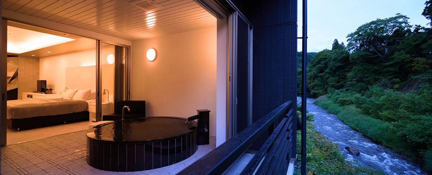 204号室【完全源泉露天風呂付客室】リバービューインバス付ダブル