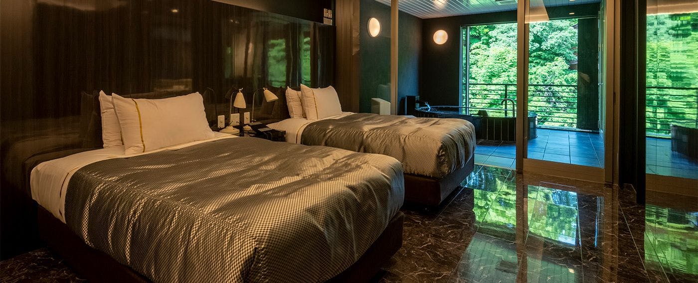 206号室【完全源泉露天風呂付客室】リバービューミストサウナ付ツイン