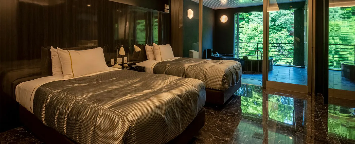 206号室【完全源泉露天風呂付客室】リバービューミストサウナ付ツイン