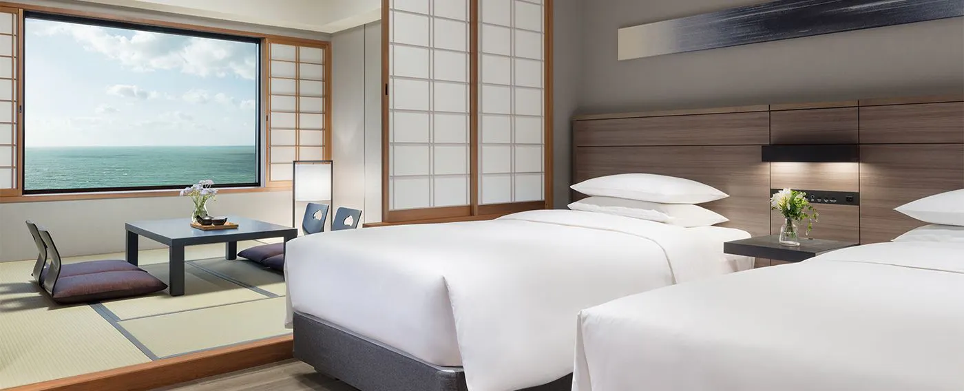 ห้องสไตล์ญี่ปุ่นและตะวันตก เตียงคู่ วิวทะเล