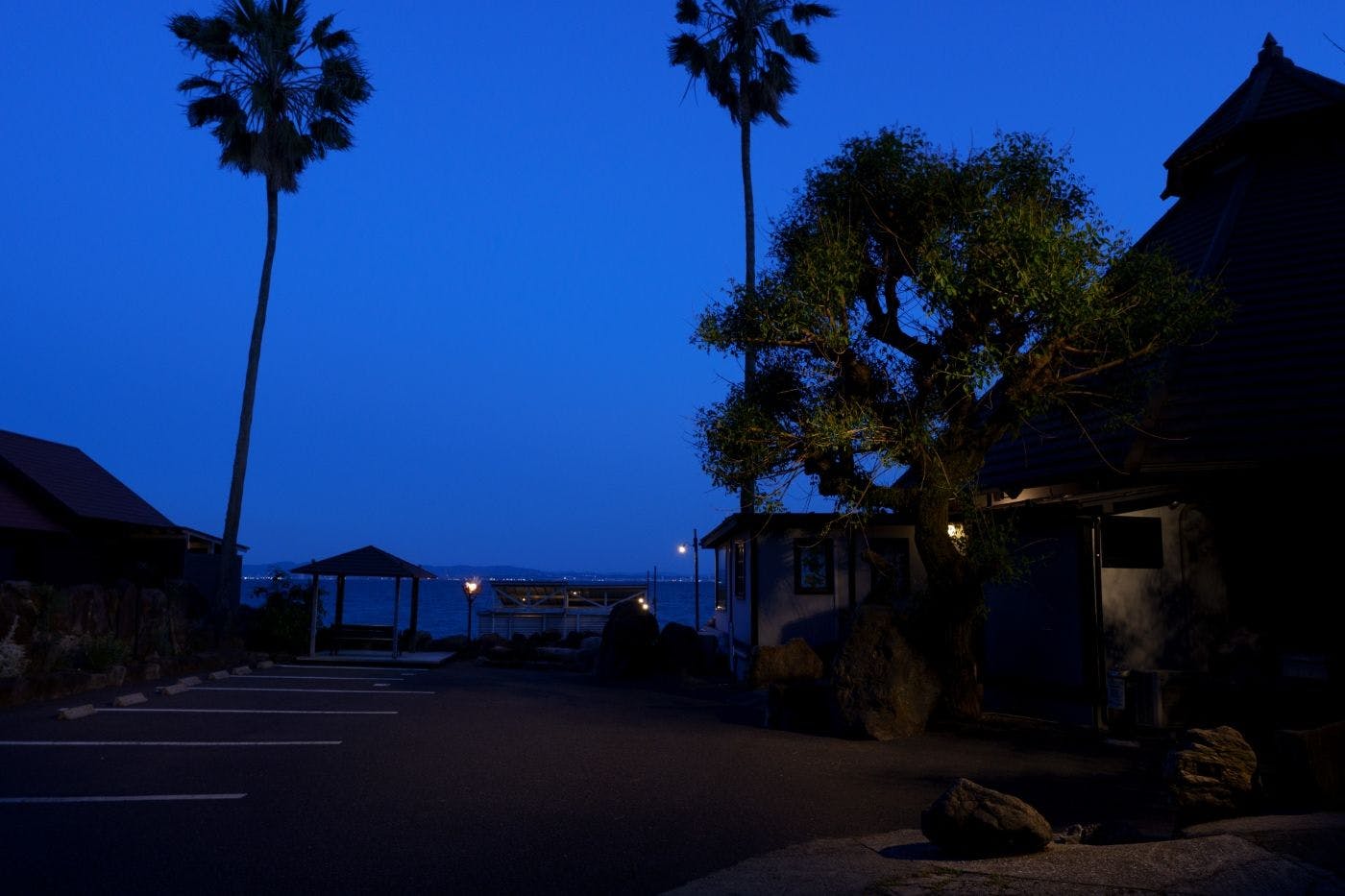 Nighttime exterior view