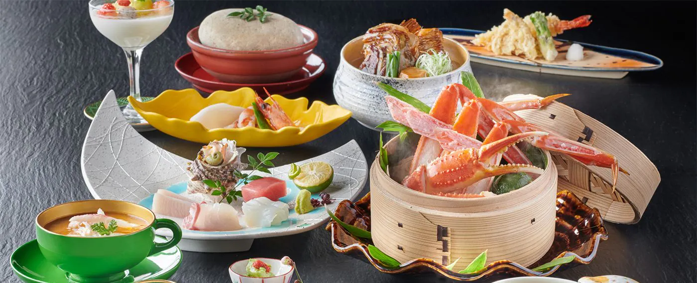 Hidangan Kaiseki istimewa mewah dengan pilihan hidangan utama.